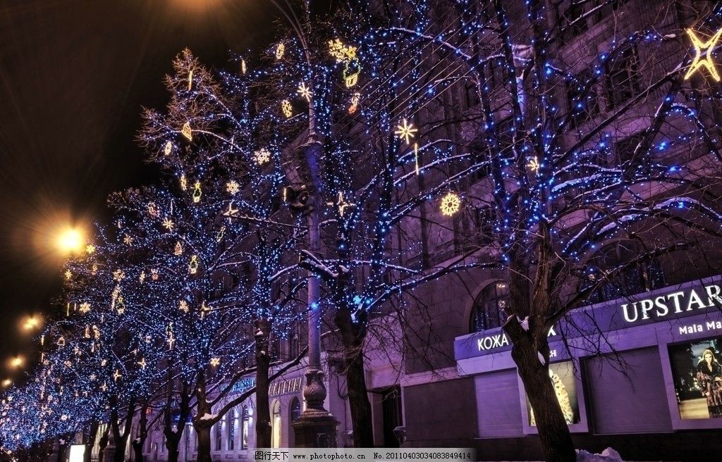 乌克兰风光 风景 高清 国外旅游 摄影 欧式建筑 夜景 树灯