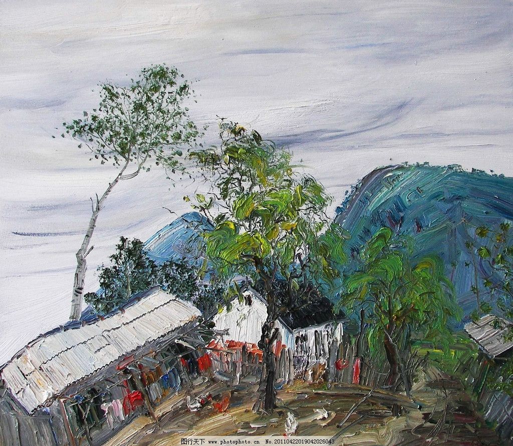 印象派油画 欧美油画 油画 英国 英国油画 油画作品 欧洲油画 大师作品 当代艺术家作品 艺术家 西方油画 印象派 经典油画 风景 风景油画 树木 植物 天空 山峰 栅栏 公鸡 小鸡 动物 木屋 房子 印象派画家作品之三 绘画书法 文化艺术 设计 72DPI JPG