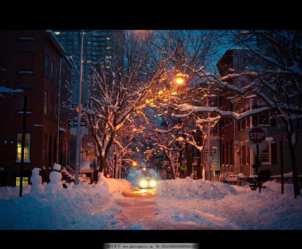 纽约-纽约 雪夜街景图片