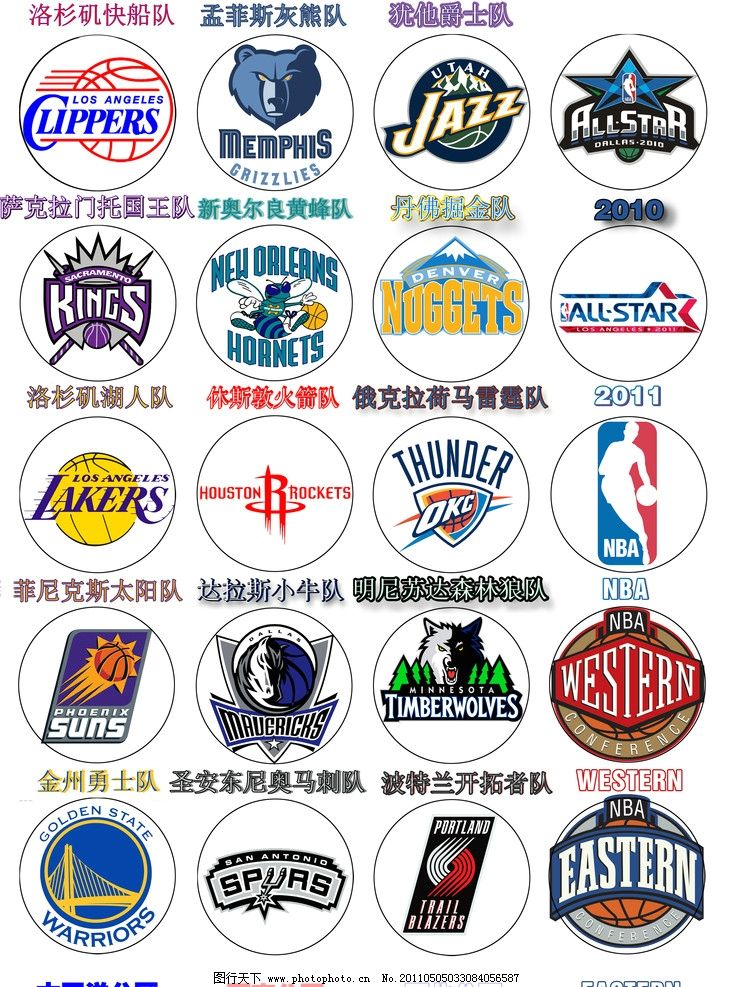 NBA球队标志 西部联盟图片
