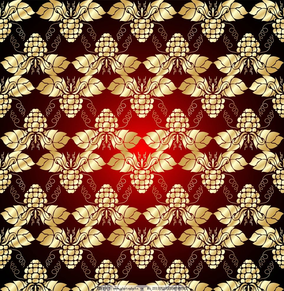 金色花纹 无缝花纹背景 金色花边 曲线 葡萄藤 金黄色花纹花边 欧式