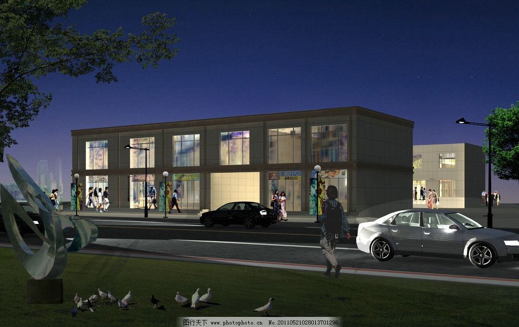 二层楼房夜景效果图图片_建筑设计_环境设计