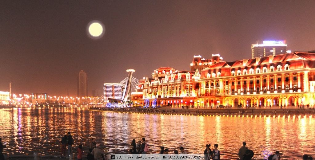 流光溢彩海河夜 城市景观 建筑景观 河道景观 欧式建筑 建筑群