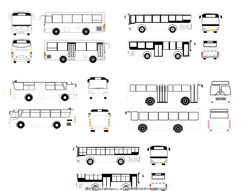公交车型图图片 Icon 界面设计 图行天下素材网