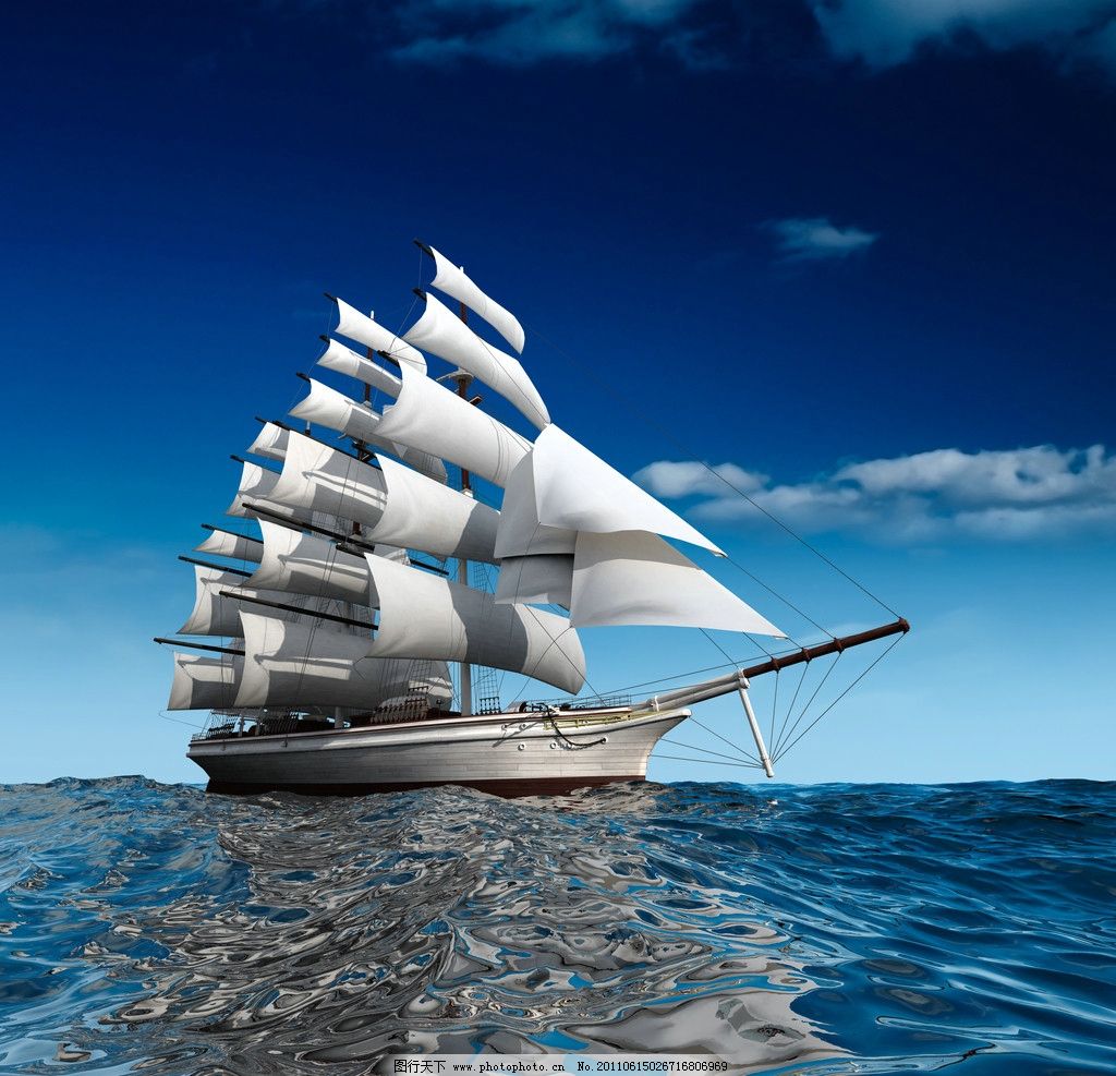 帆船在大海上航行,船在海上行,大帆船海上_大山谷图库